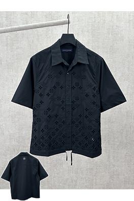 ルイヴィトンコピー 新作の透かし彫り刺繍り半袖シャツ