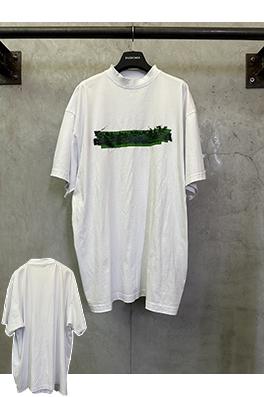バレンシアガブランドコピー スプリンググリーンテープ 半袖Tシャツ