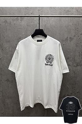 クロムハーツブランドコピー 新モデルアメリカンスタイルのアップリケ刺繍りカップル半袖Tシャツ