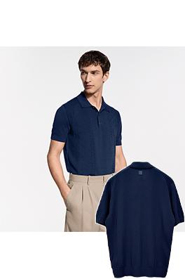 ルイヴィトン くり抜きジャカード織りの半袖ポロシャツ