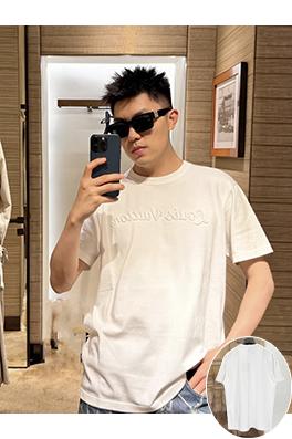 ルイヴィトンコピー 刺繍ロゴ入り半袖Tシャツ