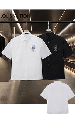 ルイヴィトンブランドスーパーコピー LOUIS VUITTON 胸に刺繍ロゴが入った半袖シャツ