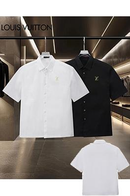ルイヴィトン LV 胸に刺繍ロゴが入ったクラシックな半袖シャツ