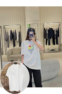 フェンディ 水彩画風プリントの半袖Tシャツ