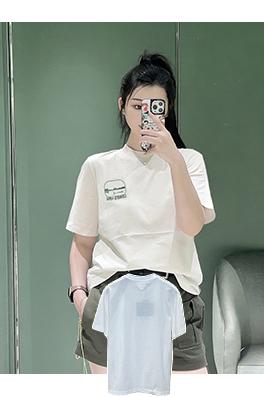 プラダ 湖の景色がプリントされたカジュアルな半袖Tシャツ