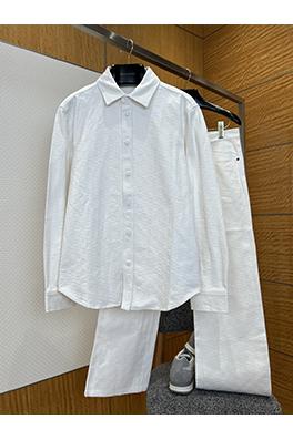 グッチスーパーコピー 全面プリントのジャカード織り長袖襟付きシャツとパンツのスーツ