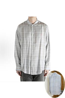 アクネストゥディオズ Acne Studios チェック柄のリボン刺繍入り長袖襟付きシャツ