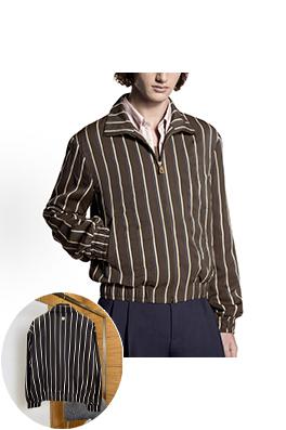 ルイヴィトン メタルロゴ入りストライプ柄ジップアップジャケット