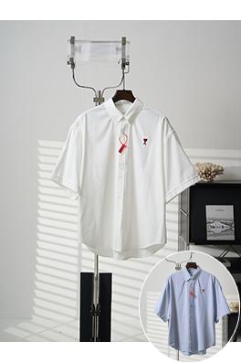 アミコピー ハートの刺繍がったボックスシルエットの半袖シャツ