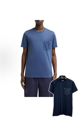 モンクレールコピー アームバンド付きデニムポケット付き半袖Tシャツ