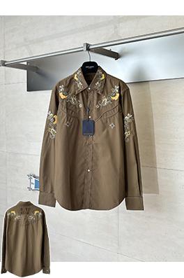 ルイヴィトンスーパーコピー ビーズ装飾をしたウエスタン風の花柄刺繍入り長袖シャツ