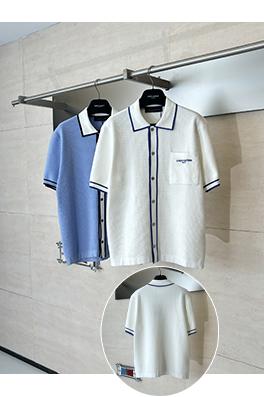 ルイヴィトンブランドコピー ワッフルプリントのカラーブロックニット半袖カーディガン