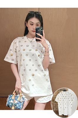 ルイヴィトン 花柄ジャカード織りの半袖Tシャツ