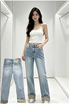 グッチ ダブルGロールアップストレートレッグジーンズ