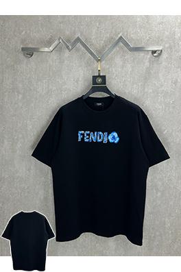 フェンディコピー FENDI 花柄グラデーション刺繍ラウンドネック半袖Tシャツ