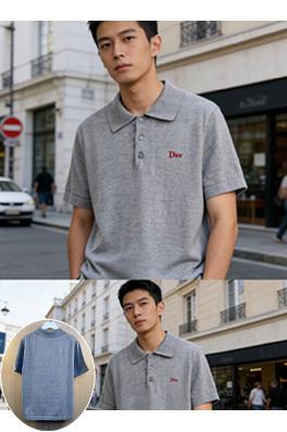ディオール Dior 新モデルロゴ刺繍りニット半袖ポロシャツ