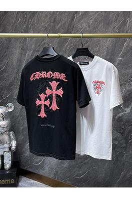 クロムハーツ クロスと蹄鉄の二重の刺繍り半袖Tシャツ