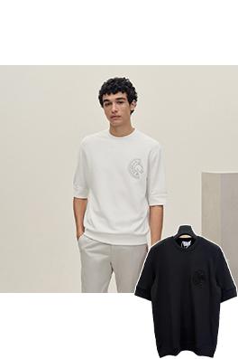 エルメスブランドスーパーコピー Hermes 刺繍アップリケ付き半袖Tシャツ