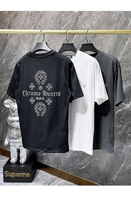クロムハーツブランドスーパーコピー クラシックなラインストーン付きホースシュー サンスクリット文字クロス 半袖Tシャツ