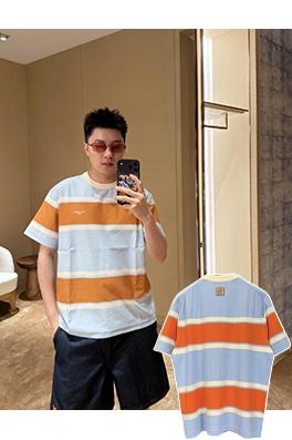 ルイヴィトンコピー LOUIS VUITTON ストライプ刺繍入り半袖Tシャツ