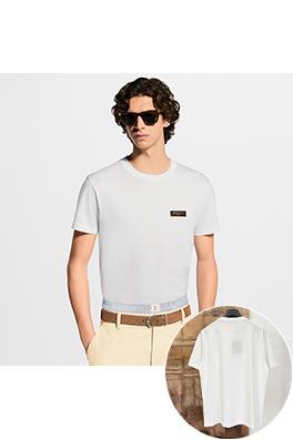 ルイヴィトン クラシックなゴールド箔レザーの半袖Tシャツ