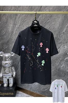 クロムハーツスーパーコピー クラシックなカラフルなクロスフォームスプラッター半袖Tシャツ