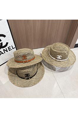 シャネルブランドスーパーコピー 革のストローカットアウト付き麦わら帽子