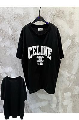 セリーヌコピー CELINE 新作プリントロゴ入りクルーネック半袖Tシャツ