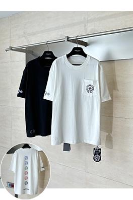 クロムハーツブランドコピー レインボーホースシューロゴ入り半袖Tシャツ