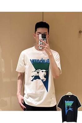 バーバリーブランドコピー BURBERRY ツートンカラーのグラデーションプリント半袖Tシャツ