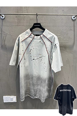 バレンシアガ Balenciaga ウォッシュをした廃棄物からインスピレーションをた文字刺繍パッチワークの半袖Tシャツ