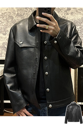 クロムハーツコピー 大きな刺繍りの袖がなクラシックなレザージャケット