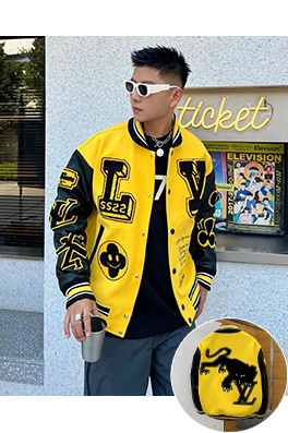 ルイヴィトン カラーブロックの文字パッチワークベースボールジャージ