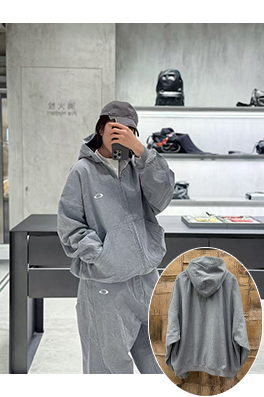 バレンシアガコピー 刺繍りフード付きジップアップジャケット