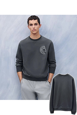 エルメスコピー サドルスタイルのテリークロス刺繍りクルーネックのスウェットシャツ