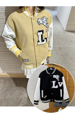 ルイヴィトンコピー 文字柄ストライプのベースボールジャージ