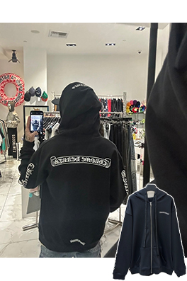 クロムハーツブランドスーパーコピー クラシックなスクロールプリントのジップアップスウェットシャツ