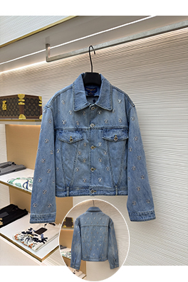 ルイヴィトンスーパーコピー ポケット文字りスパンコールジャカードデニムジャケット