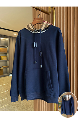 バーバリースーパーコピー チェック柄コットン混紡フード付きスウェットシャツ