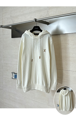 ルイヴィトンコピー LV 新作レザーロゴ刺繍入りフード付きニットセーター