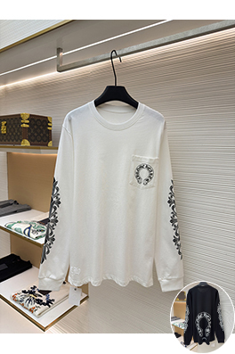 クロムハーツスーパーコピー クラシックな花柄のアームプリントと馬蹄柄の長袖シャツ