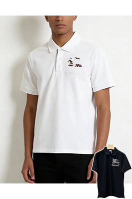 バーバリーブランドスーパーコピー BURBERRY チェック柄の乗馬刺繍入り半袖ポロシャツ