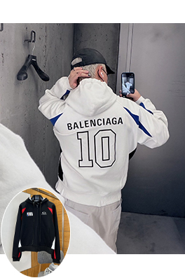 バレンシアガ BALENCIAGA NBA コラボレーションカラーブロックデザインのフード付きジップアップスウェットジャケット