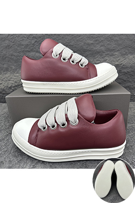 リックオウエンス JUMBO LACE バーガンディ色のローカットスニーカー