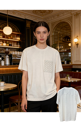 ボッテガヴェネタスーパーコピー 織りのトリムが付いた半袖Tシャツ