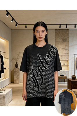 バレンシアガ BALENCIAGA グラデーション全面プリントのレター柄半袖Tシャツ