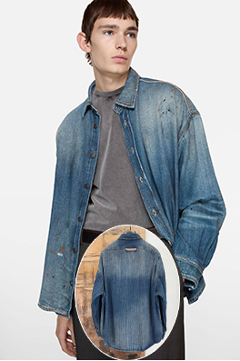 アクネストゥディオズブランドスーパーコピー Acne Studios スプラッターペイントのデニムシャツ