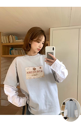 アクネストゥディオズ Acne Studios コインと文字のフェイクツーピース長袖シャツ