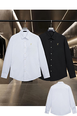 ルイヴィトンブランドコピー LV 胸に刺繍ロゴが入ったクラシックなスタイルの長袖シャツ