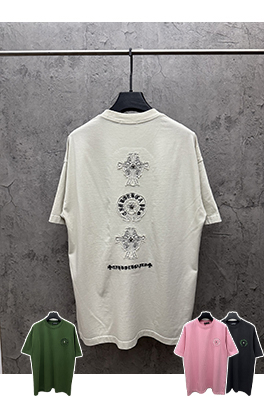 クロムハーツ アメリカンスタイルのアップリケ刺繍りカップル半袖Tシャツ